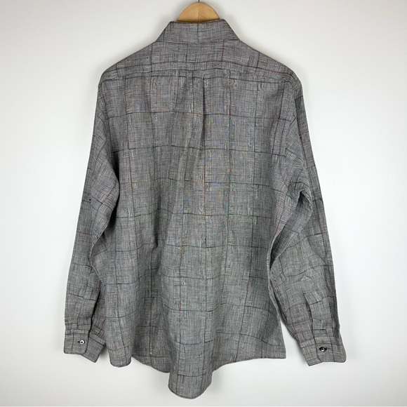 Vintage Saks Fifth Avenue Pure Linen Check Houndstooth Shirt - Picture 5 of 8